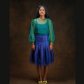 Emerald | Dual Tone Emerald Blue Handwoven Pure Silk Top for Women