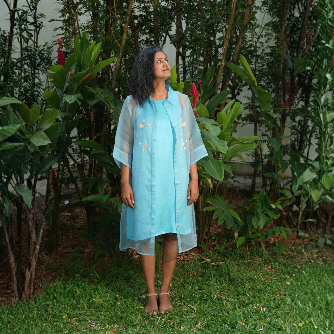 BLOOM_Handwoven Pure Silk Jamdani Overlay Shirt for Women