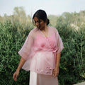 DAY DREAM Light Pink Handwoven Pure Silk Jamdani Overlay Wrap for Women