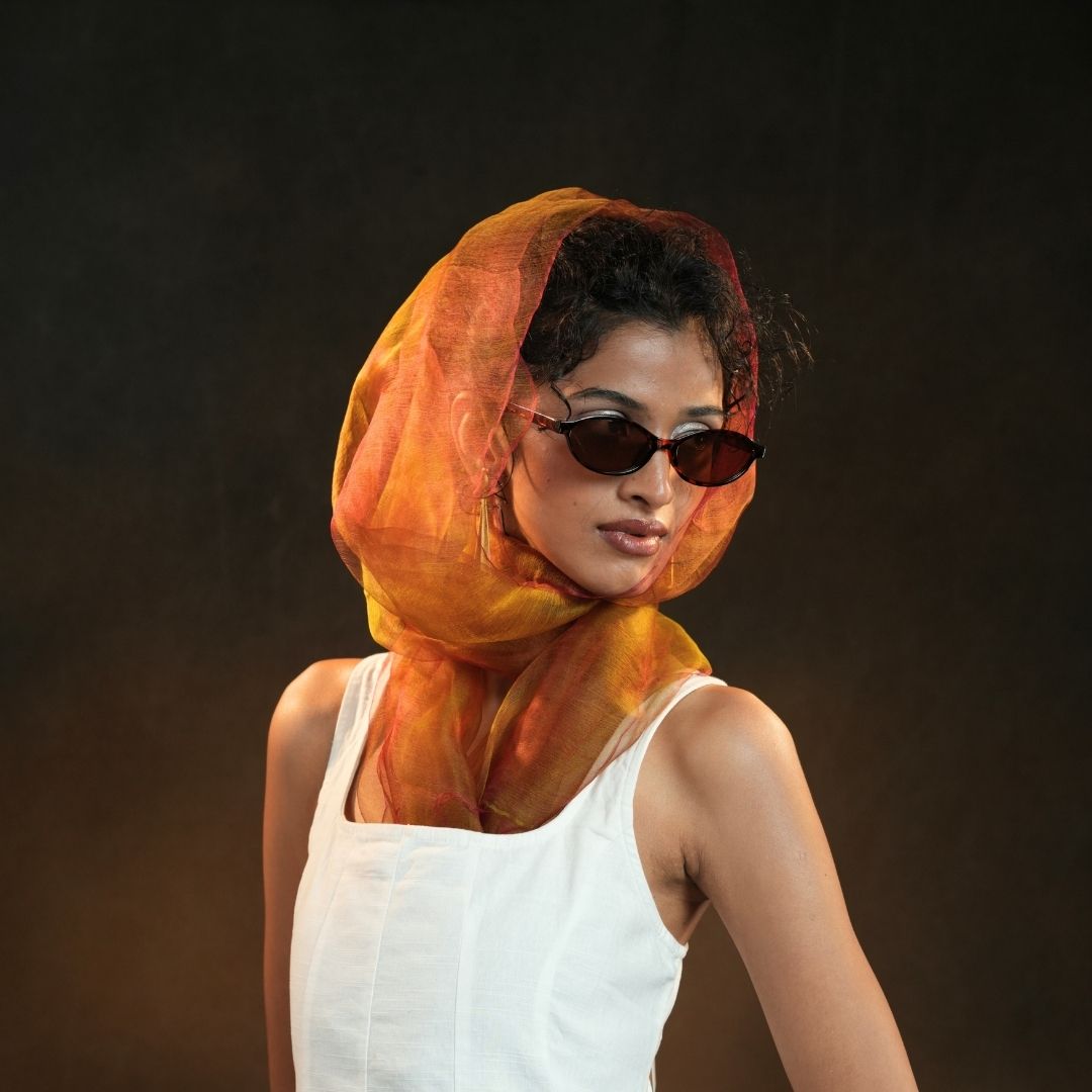 PLUME CHARTREUSE | Handwoven Pure Silk Scarf in Chartreuse & Pink