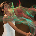 PLUME GREEN | Handwoven Pure Silk Scarf in Green & Pink