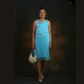 ZEN A LINE DRESS Green Handwoven Pure Silk Jamdani for Women
