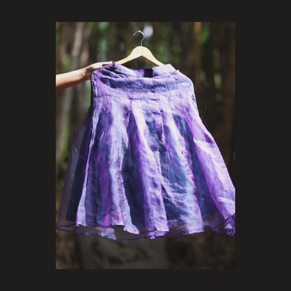 Amethyst | Dual Tone Solid Purple Blue Handwoven Pure Silk Skirt for Women