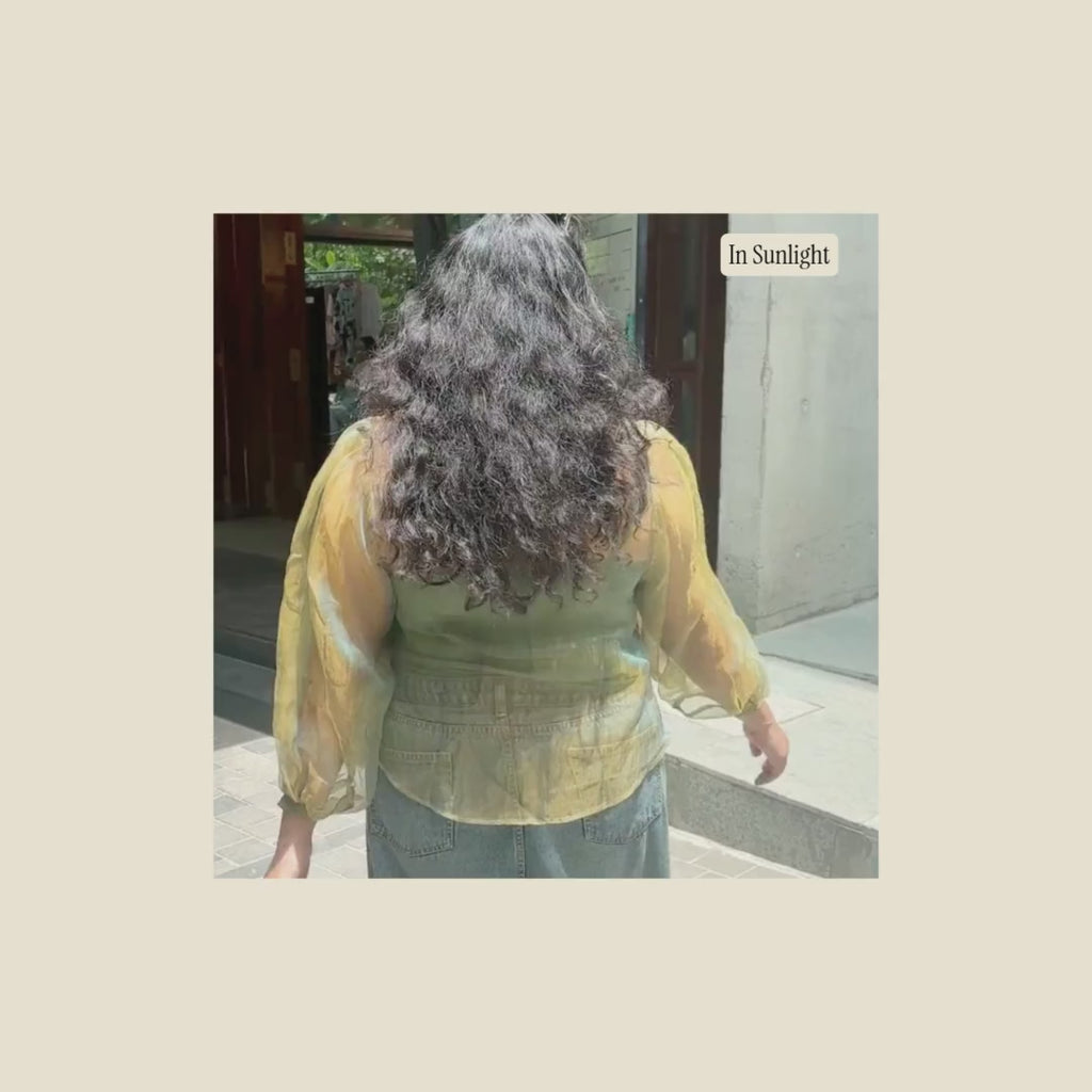 Gold | Dual Tone Gold Blue Handwoven Pure Silk Top for Women